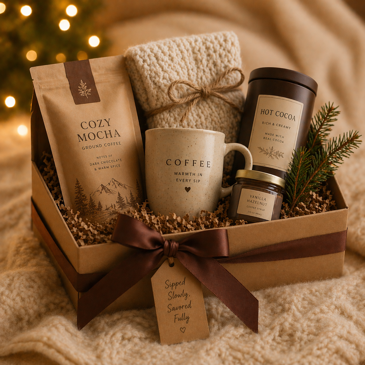 Coffee gift set with mug and hot cocoa